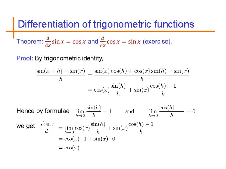 Differentiation of trigonometric functions 