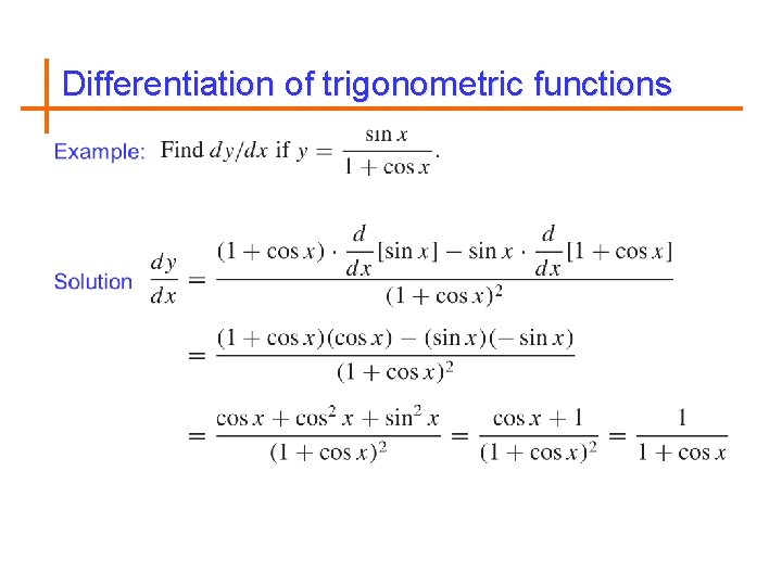 Differentiation of trigonometric functions 