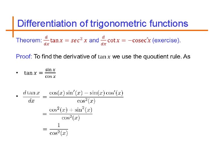 Differentiation of trigonometric functions 