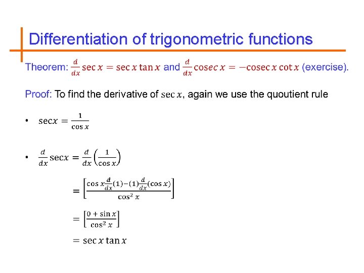 Differentiation of trigonometric functions 