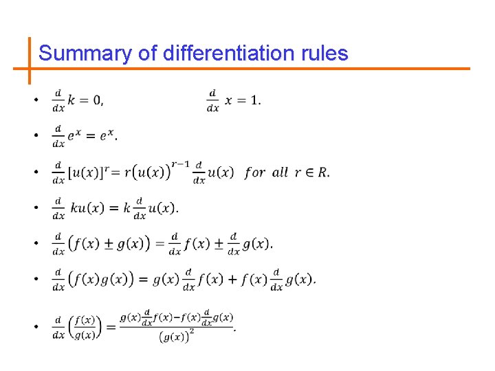 Summary of differentiation rules 