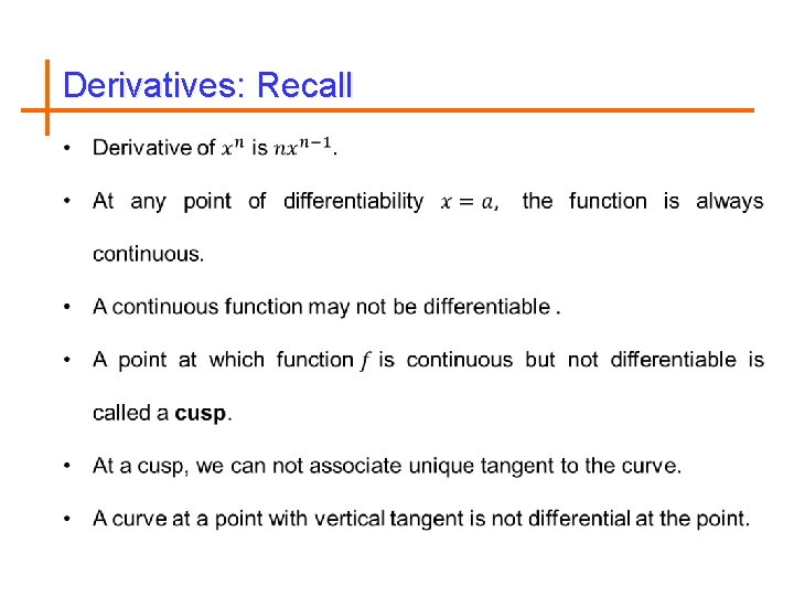 Derivatives: Recall 