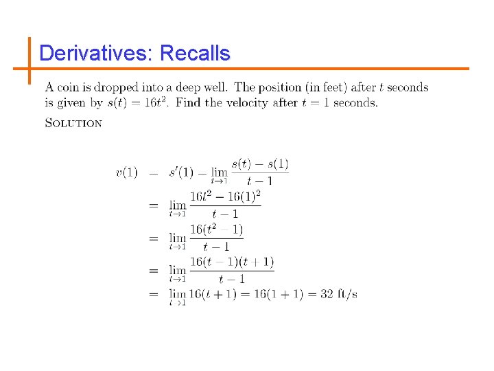 Derivatives: Recalls 