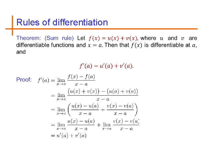 Rules of differentiation 