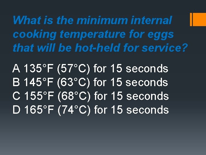 What is the minimum internal cooking temperature for eggs that will be hot-held for