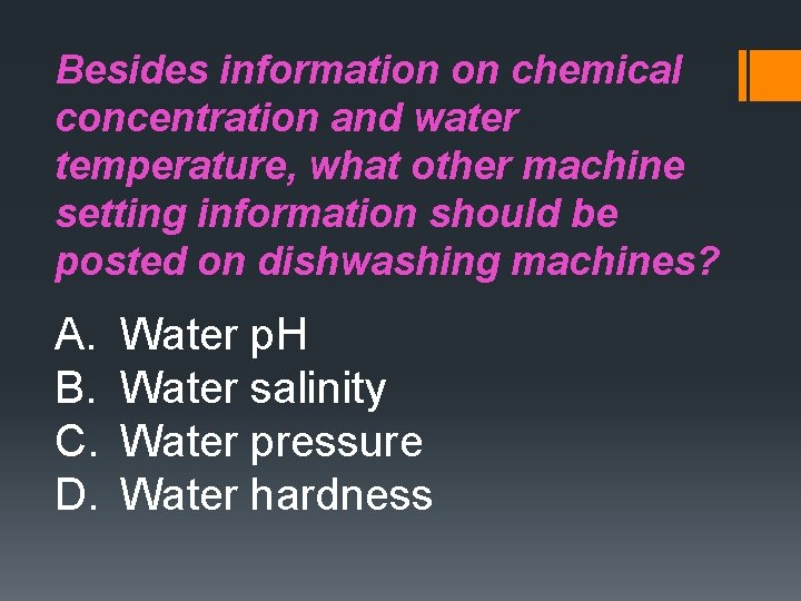 Besides information on chemical concentration and water temperature, what other machine setting information should