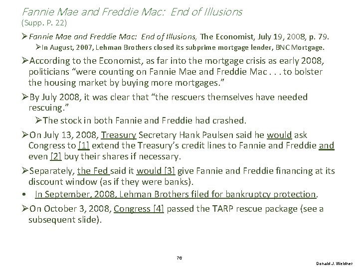 Fannie Mae and Freddie Mac: End of Illusions (Supp. P. 22) ØFannie Mae and