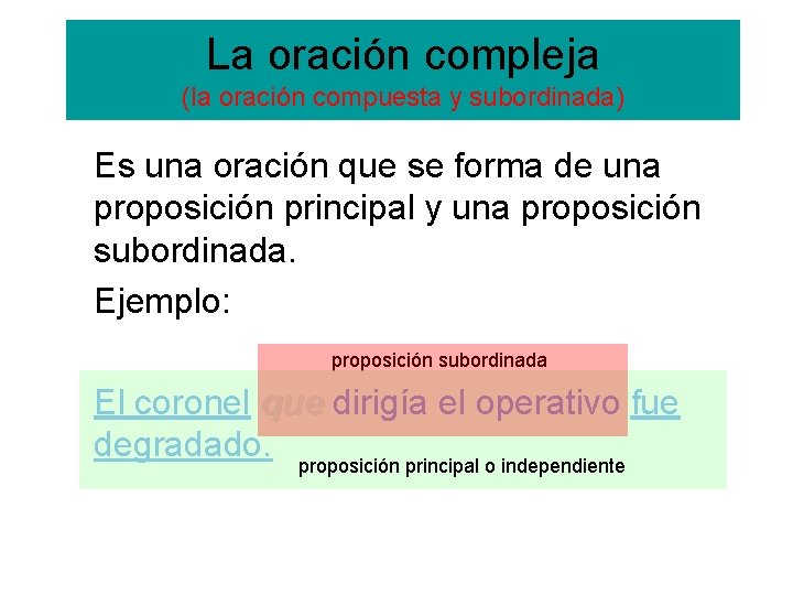 La oracin Sus componentes y su estructura Definiciones