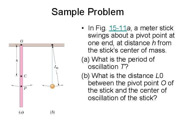 Sample Problem • In Fig. 15 -11 a, a meter stick swings about a