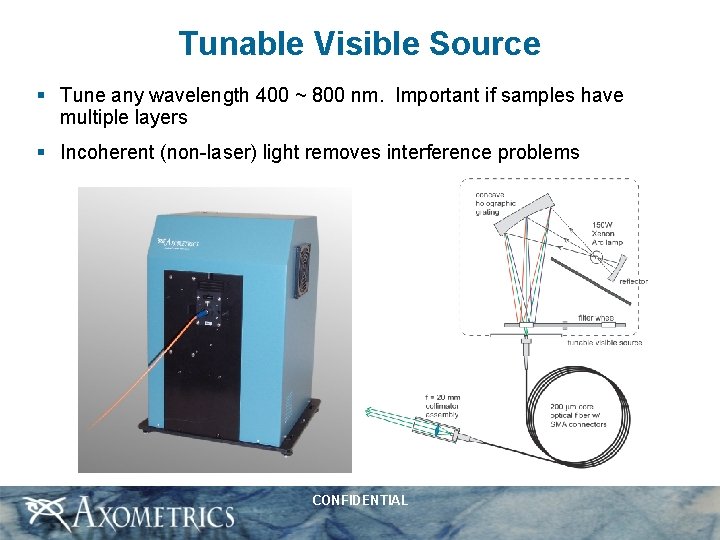 Tunable Visible Source § Tune any wavelength 400 ~ 800 nm. Important if samples