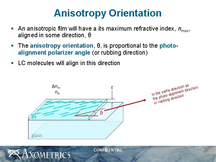 Anisotropy Orientation § An anisotropic film will have a its maximum refractive index, nmax,