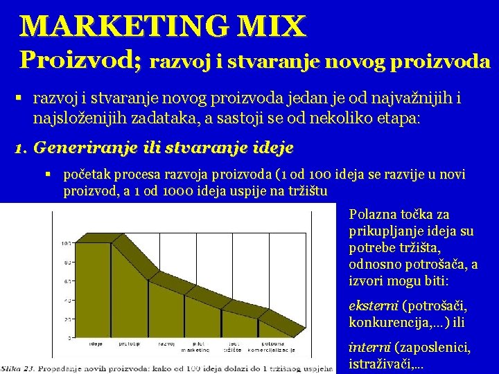 MARKETING MIX Proizvod; razvoj i stvaranje novog proizvoda § razvoj i stvaranje novog proizvoda