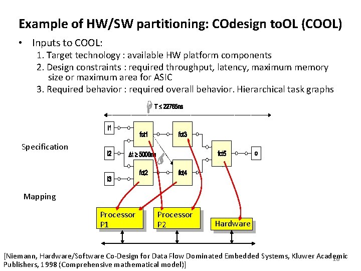Example of HW/SW partitioning: COdesign to. OL (COOL) • Inputs to COOL: 1. Target