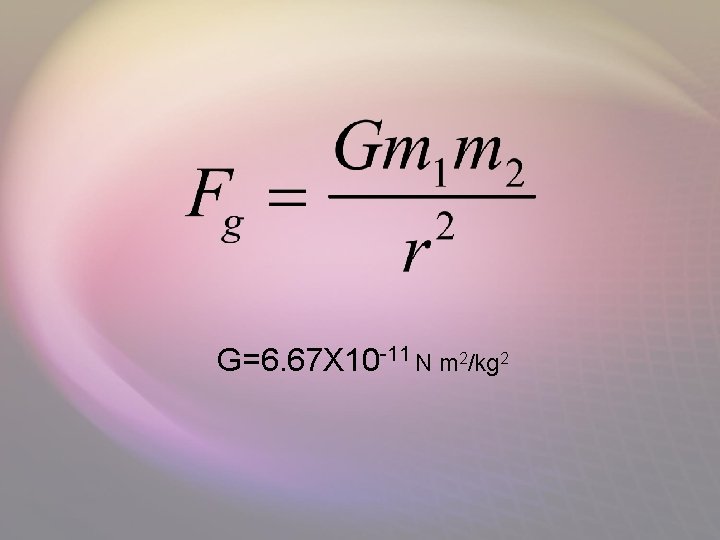 G=6. 67 X 10 -11 N m 2/kg 2 