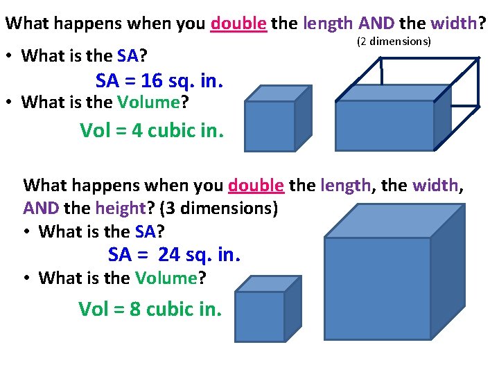 What happens when you double the length AND the width? • What is the