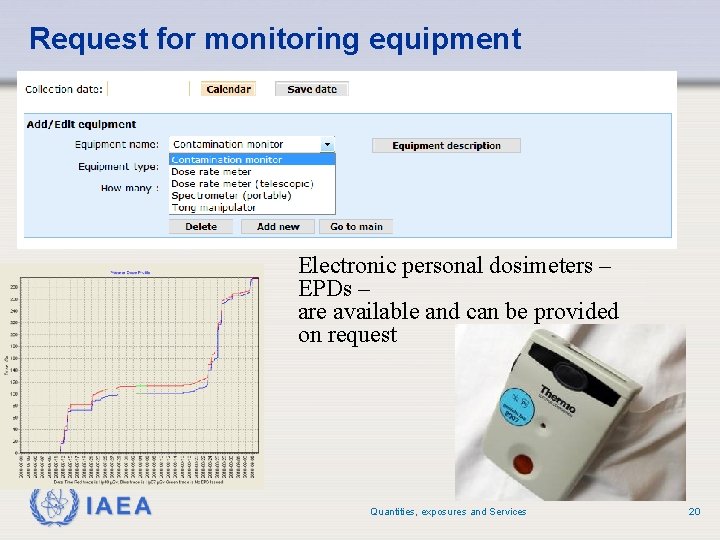 Request for monitoring equipment Electronic personal dosimeters – EPDs – are available and can Request for monitoring equipment Electronic personal dosimeters – EPDs – are available and can