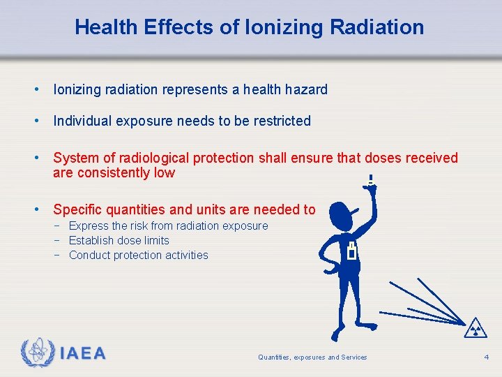 Health Effects of Ionizing Radiation • Ionizing radiation represents a health hazard • Individual Health Effects of Ionizing Radiation • Ionizing radiation represents a health hazard • Individual