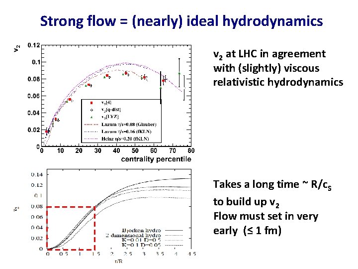 Strong flow = (nearly) ideal hydrodynamics v 2 at LHC in agreement with (slightly)