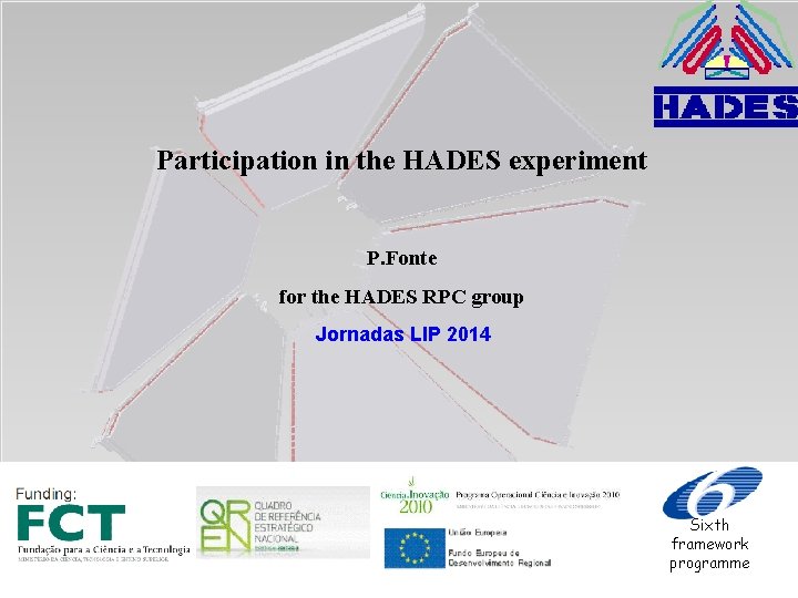 Participation in the HADES experiment P. Fonte for the HADES RPC group Jornadas LIP