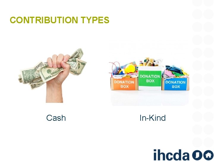 CONTRIBUTION TYPES Cash In-Kind 