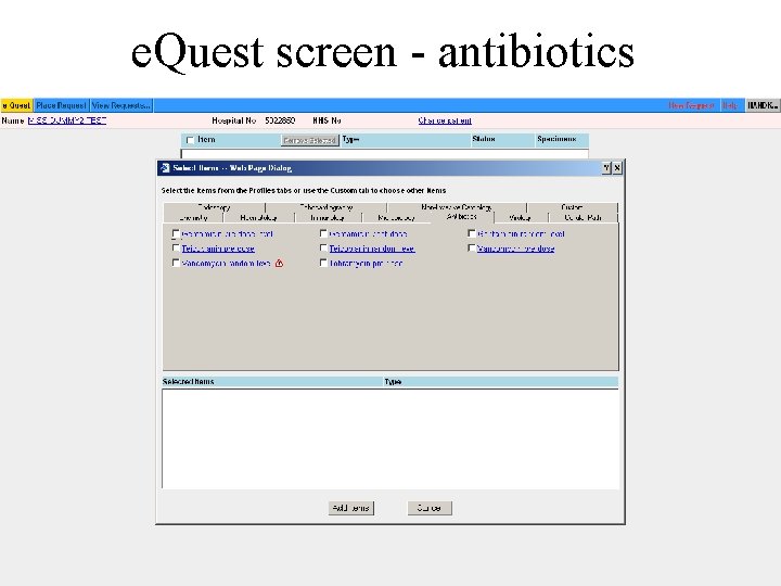 e. Quest screen - antibiotics 