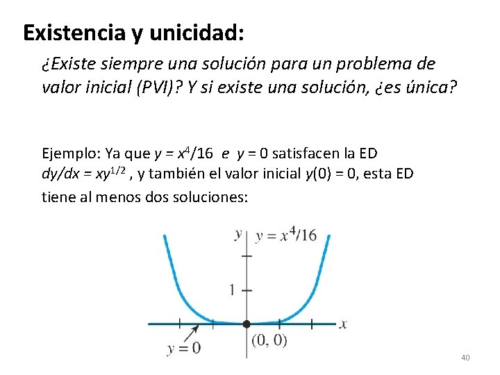 Existencia y unicidad: ¿Existe siempre una solución para un problema de valor inicial (PVI)? Existencia y unicidad: ¿Existe siempre una solución para un problema de valor inicial (PVI)?