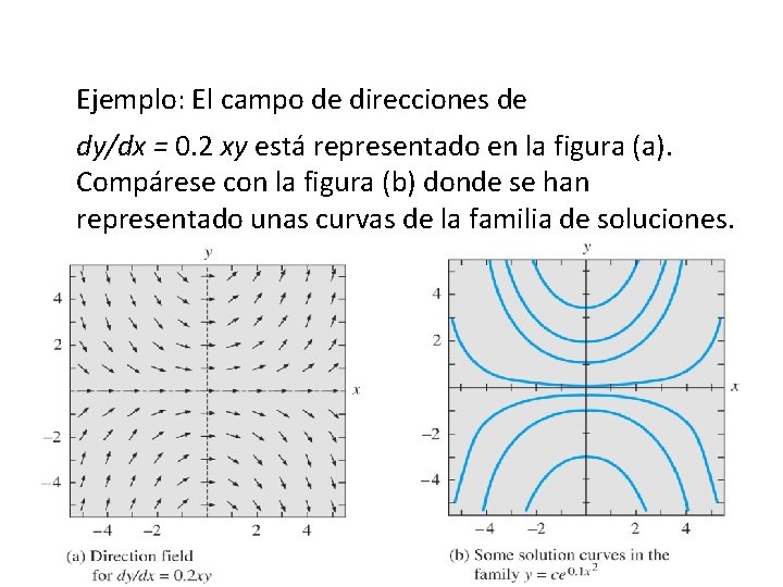 Ejemplo: El campo de direcciones de dy/dx = 0. 2 xy está representado en Ejemplo: El campo de direcciones de dy/dx = 0. 2 xy está representado en