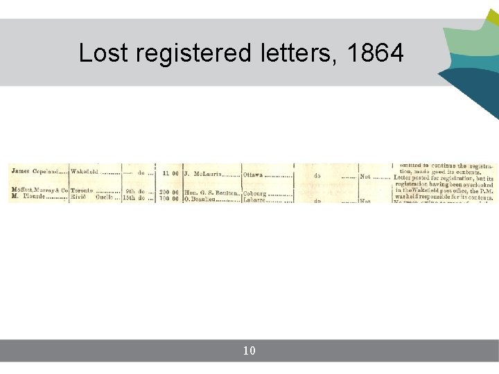 Lost registered letters, 1864 10 Lost registered letters, 1864 10