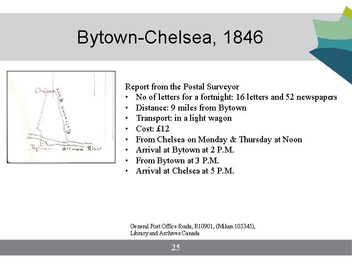 Bytown-Chelsea, 1846 Report from the Postal Surveyor • No of letters for a fortnight: Bytown-Chelsea, 1846 Report from the Postal Surveyor • No of letters for a fortnight: