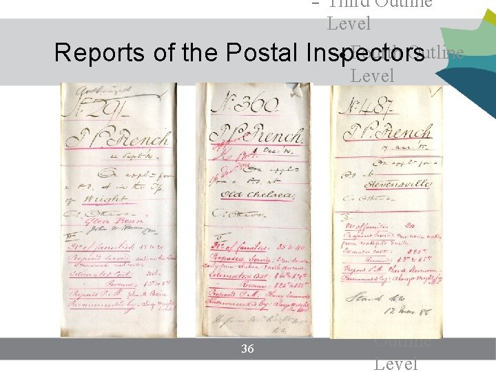 Third Outline Level Fourth Outline Reports of the Postal Inspectors 36 Level Fifth Third Outline Level Fourth Outline Reports of the Postal Inspectors 36 Level Fifth
