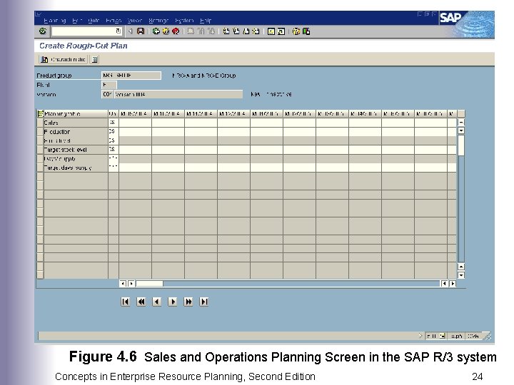 Figure 4. 6 Sales and Operations Planning Screen in the SAP R/3 system Concepts