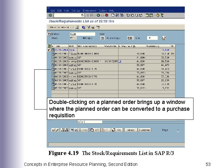 Double-clicking on a planned order brings up a window where the planned order can