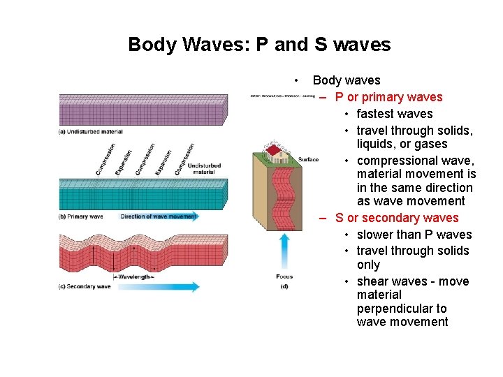 Body Waves: P and S waves • Body waves – P or primary waves