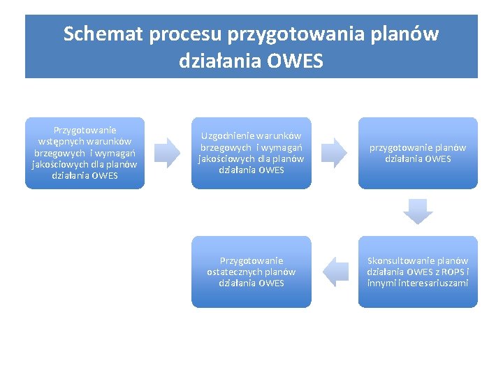 Schemat procesu przygotowania planów działania OWES Przygotowanie wstępnych warunków brzegowych i wymagań jakościowych dla