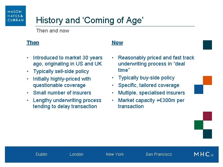 History and ‘Coming of Age’ Then and now Then Now • Introduced to market