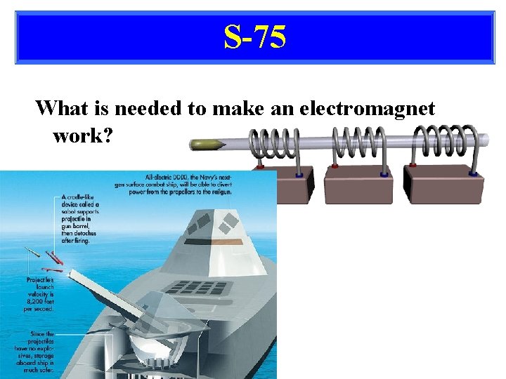S-75 What is needed to make an electromagnet work? 