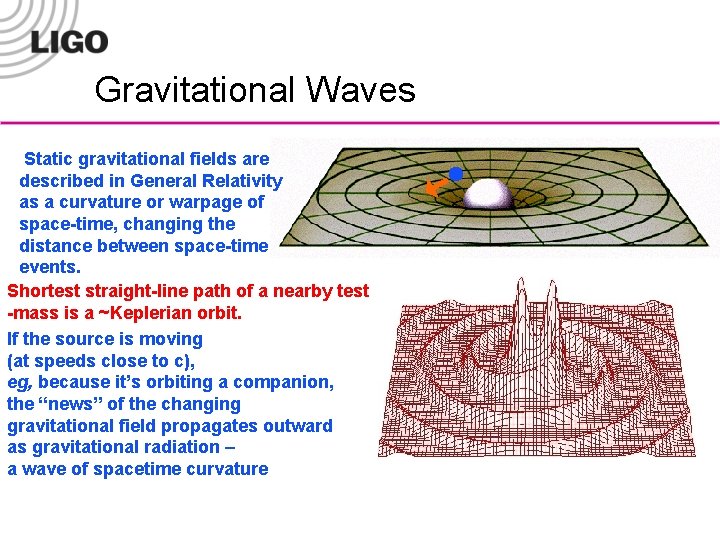 Gravitational Waves Static gravitational fields are described in General Relativity as a curvature or