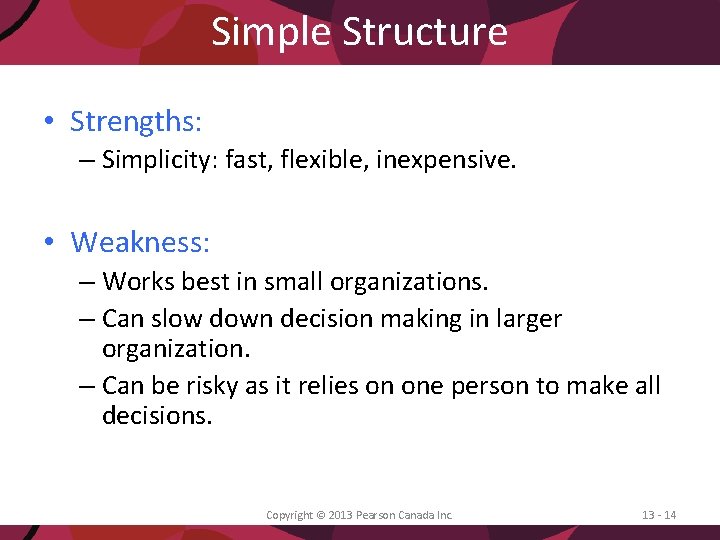 Simple Structure • Strengths: – Simplicity: fast, flexible, inexpensive. • Weakness: – Works best
