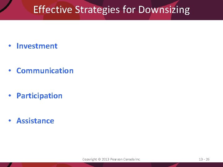 Effective Strategies for Downsizing • Investment • Communication • Participation • Assistance Copyright ©