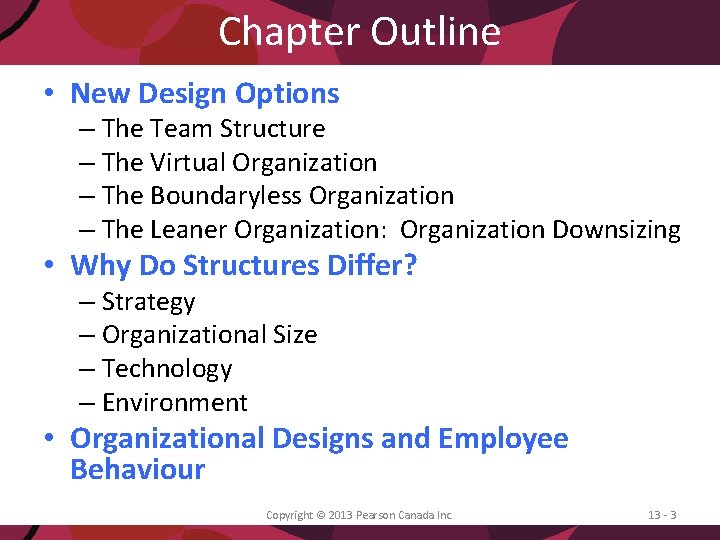 Chapter Outline • New Design Options – The Team Structure – The Virtual Organization