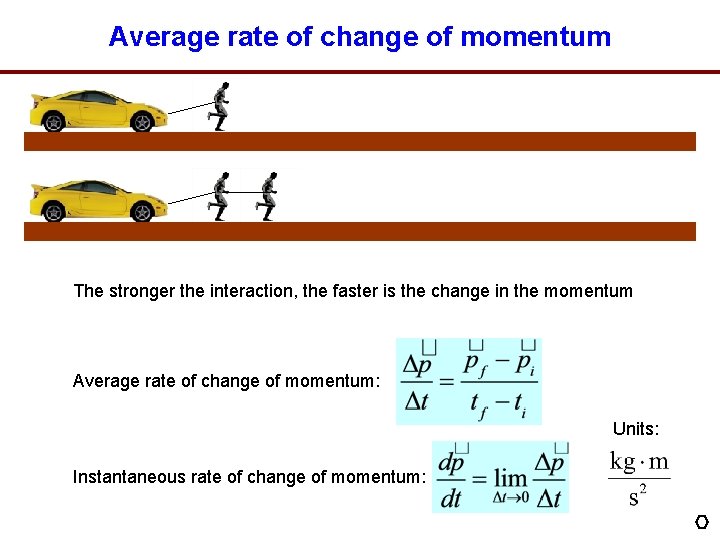 Average rate of change of momentum The stronger the interaction, the faster is the