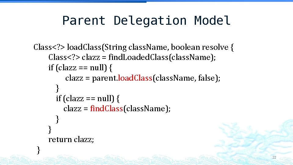 Parent Delegation Model Class<? > load. Class(String class. Name, boolean resolve { Class<? > Parent Delegation Model Class<? > load. Class(String class. Name, boolean resolve { Class<? >