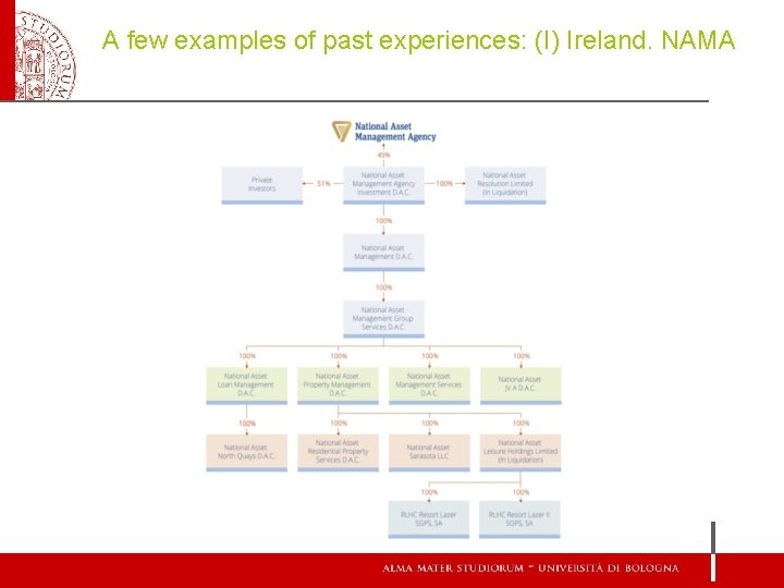 A few examples of past experiences: (I) Ireland. NAMA 