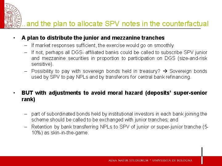 …and the plan to allocate SPV notes in the counterfactual • A plan to