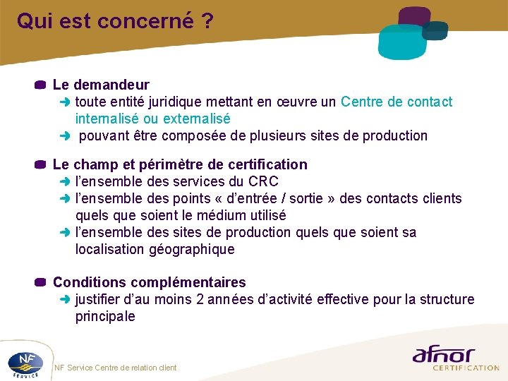 Qui est concerné ? Le demandeur toute entité juridique mettant en œuvre un Centre Qui est concerné ? Le demandeur toute entité juridique mettant en œuvre un Centre