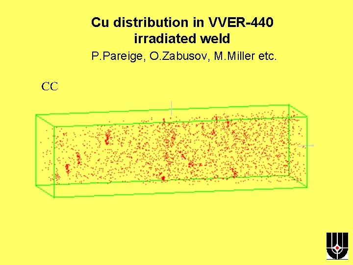Cu distribution in VVER-440 irradiated weld P. Pareige, O. Zabusov, M. Miller etc. 