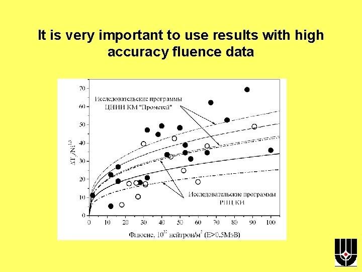 It is very important to use results with high accuracy fluence data 