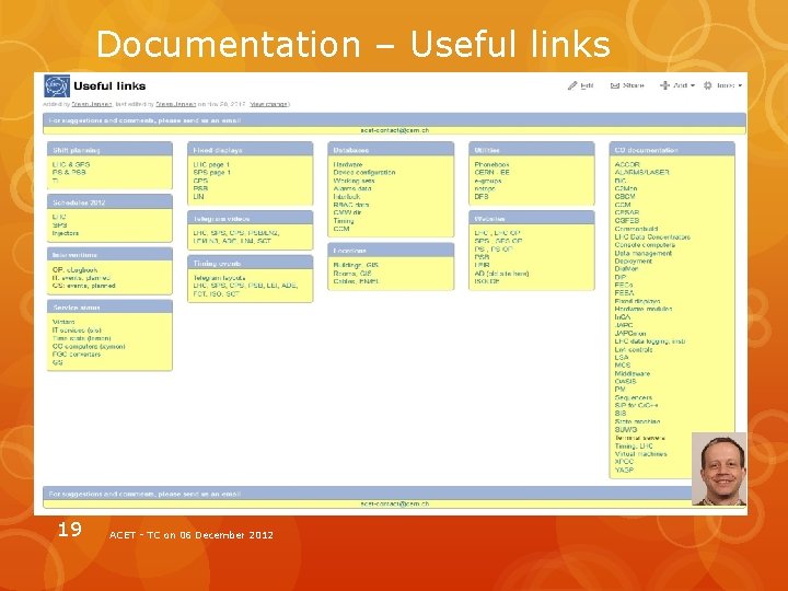 Documentation – Useful links 19 ACET - TC on 06 December 2012 