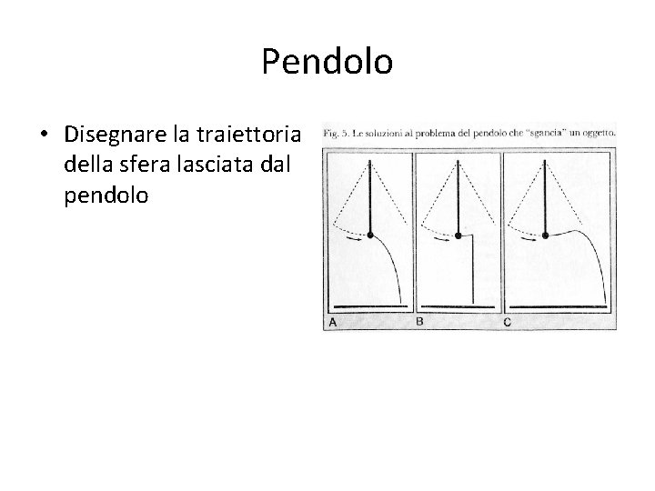 Pendolo • Disegnare la traiettoria della sfera lasciata dal pendolo 