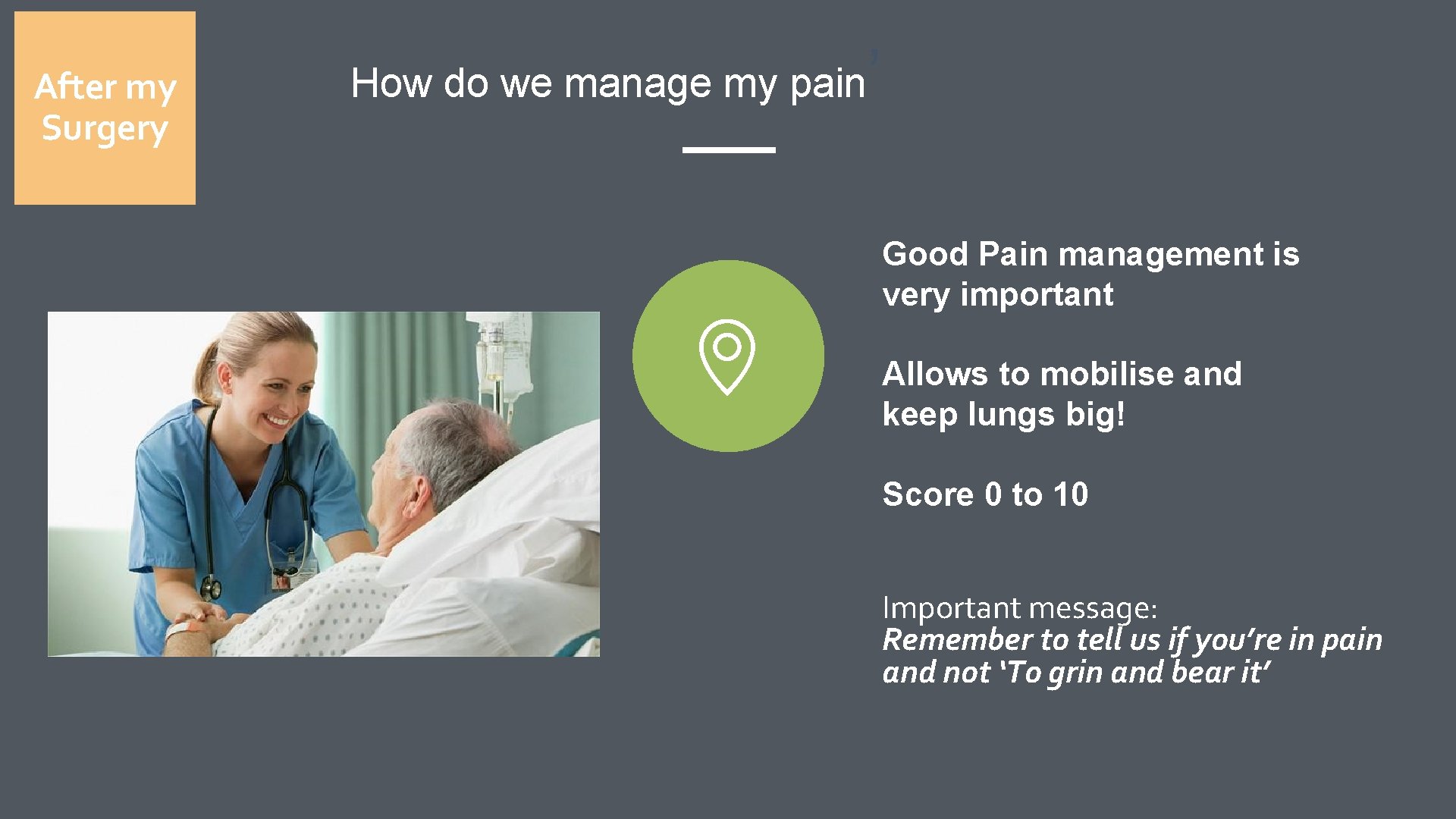 After my Surgery How do we manage my pain ’ Good Pain management is